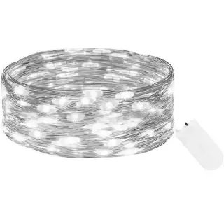 Božično novoletne lučke na baterije 10 LED 1m hladno bele 2 x CR2032