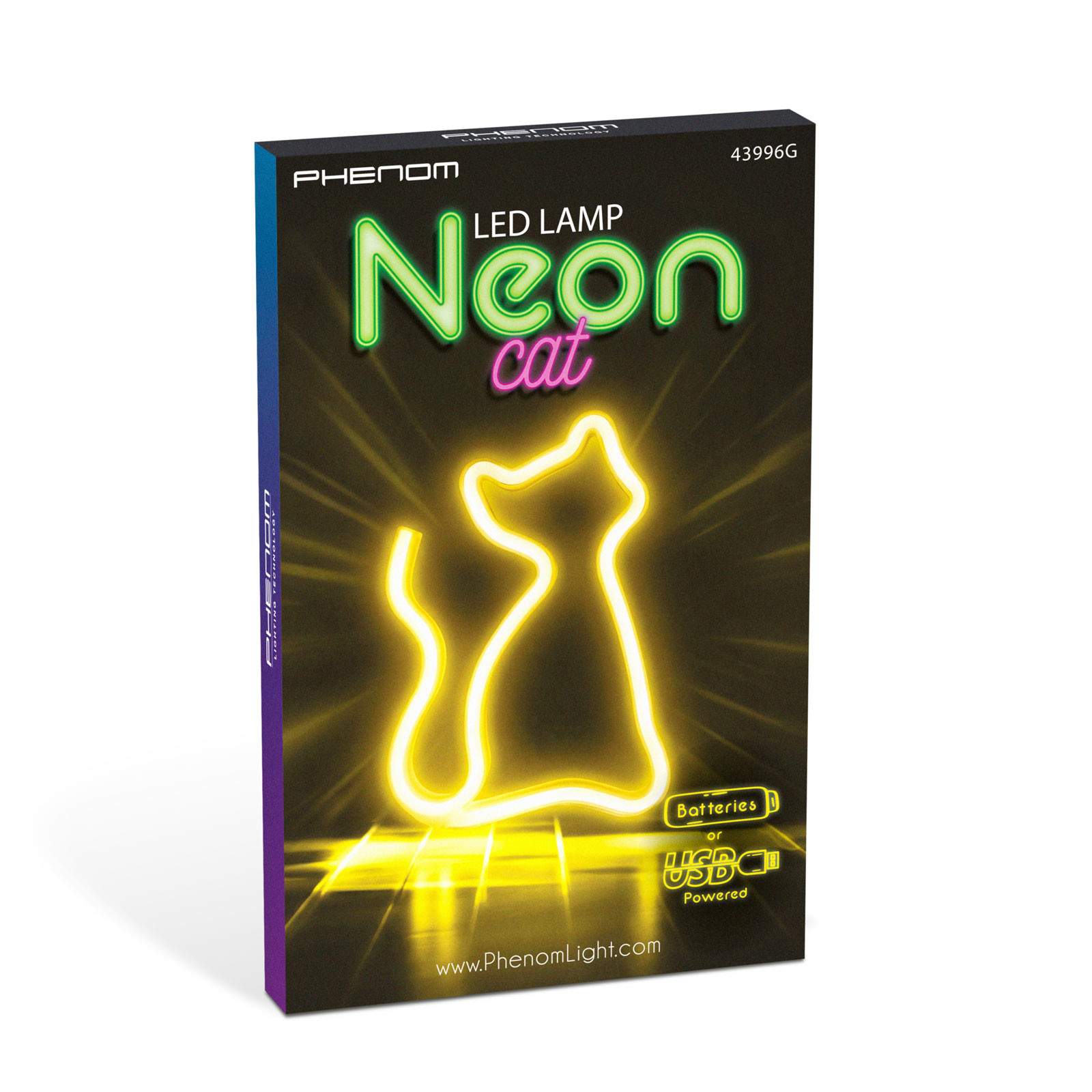 Neon LED svetilka muca (toplo bela barva) 3x AA + USB 17 x 1.6 x 23.3cm – Phenom – Namizne svetilke | TIMMLUX, trgovina in…