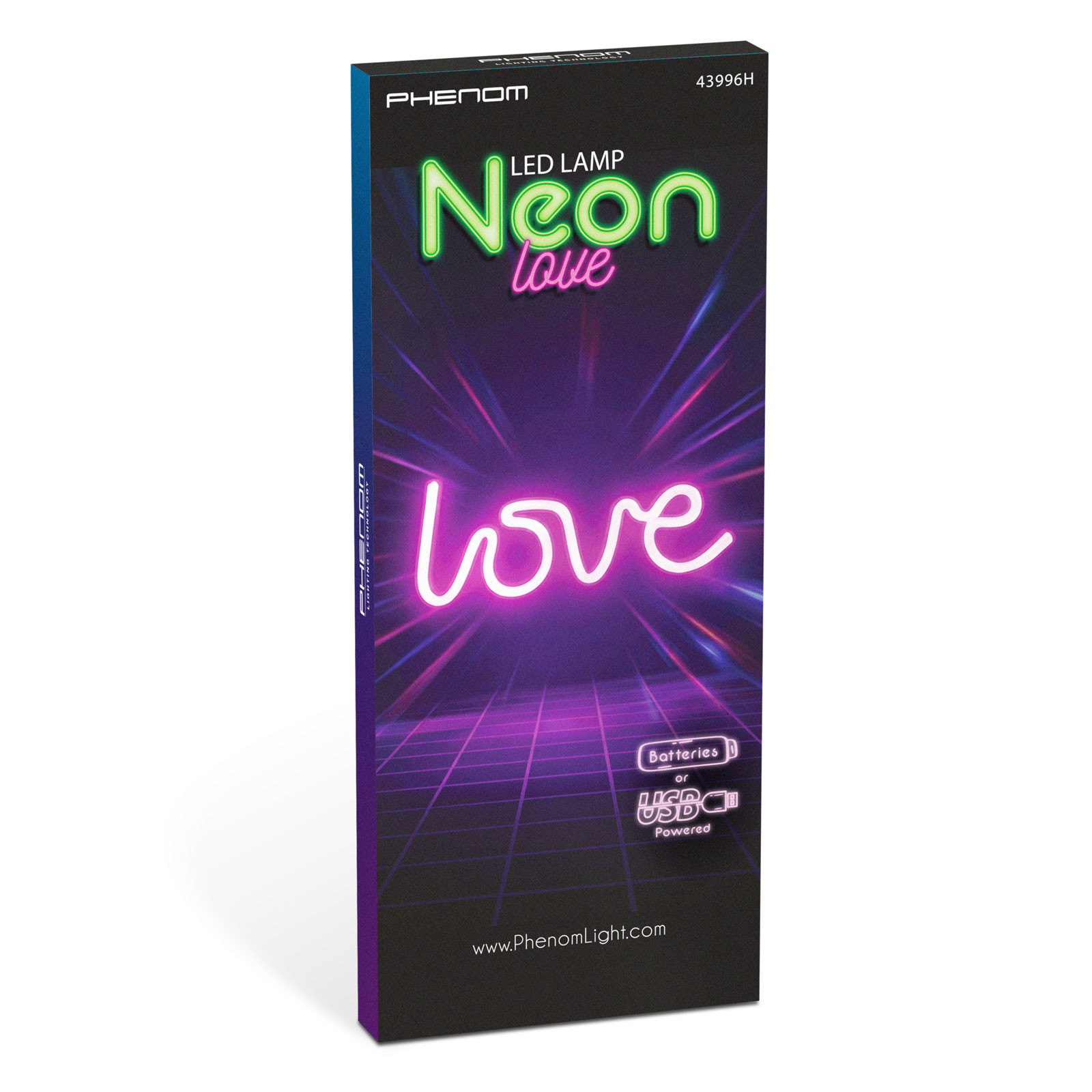 Neon LED svetilka love (roza barva) 3x AA + USB 34 x 1.6 x 12.5cm – Phenom – Namizne svetilke | TIMMLUX, trgovina in…