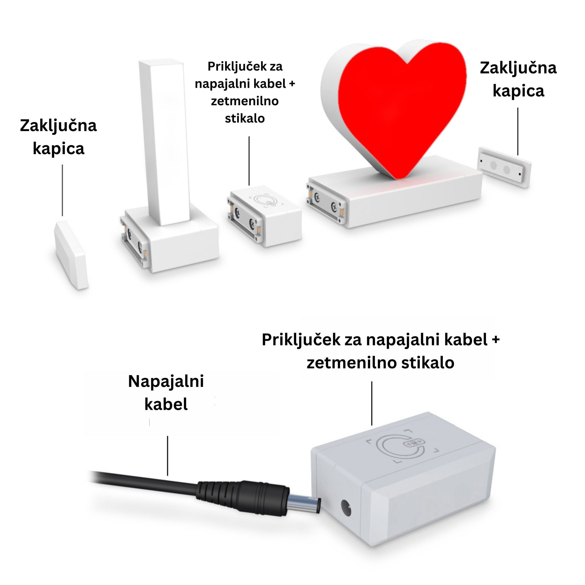 LED črka M 75mm za sestavo napisa Arial 6500K "klik" bela