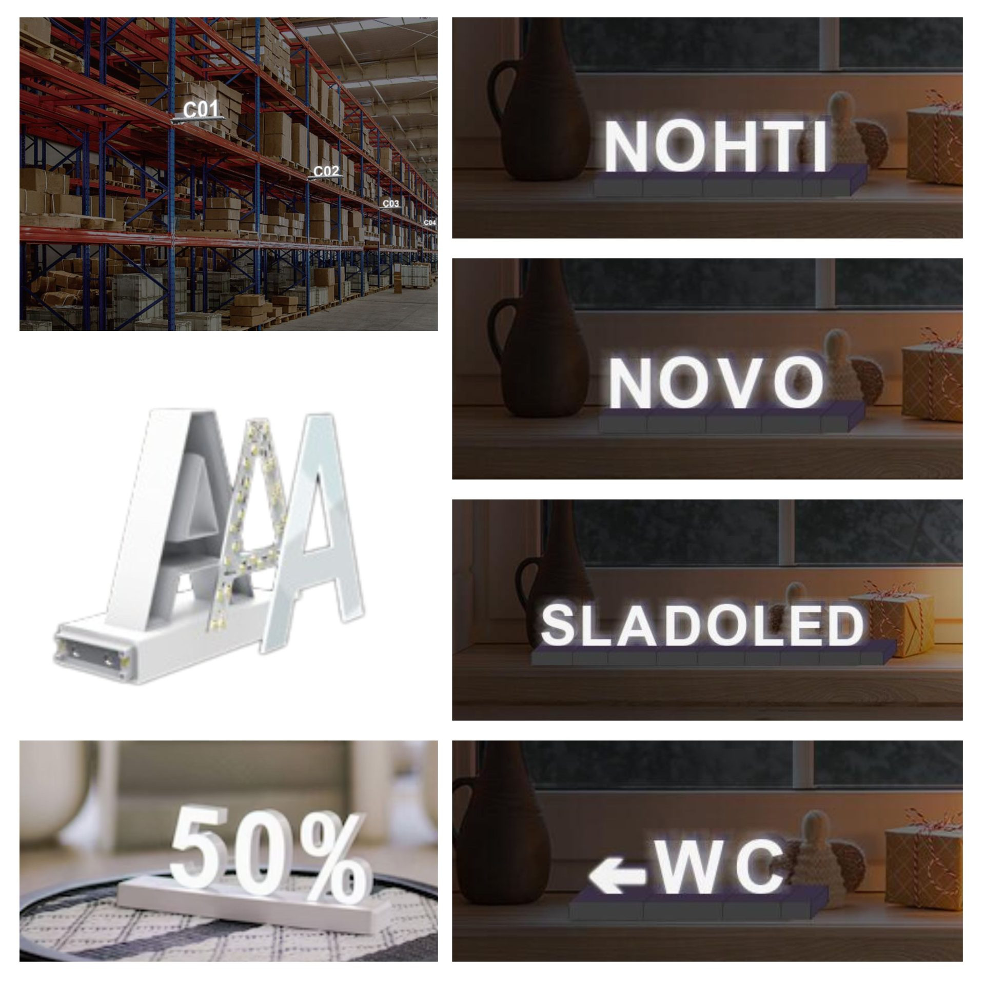 LED črka E 75mm za sestavo napisa Arial 6500K "klik" bela