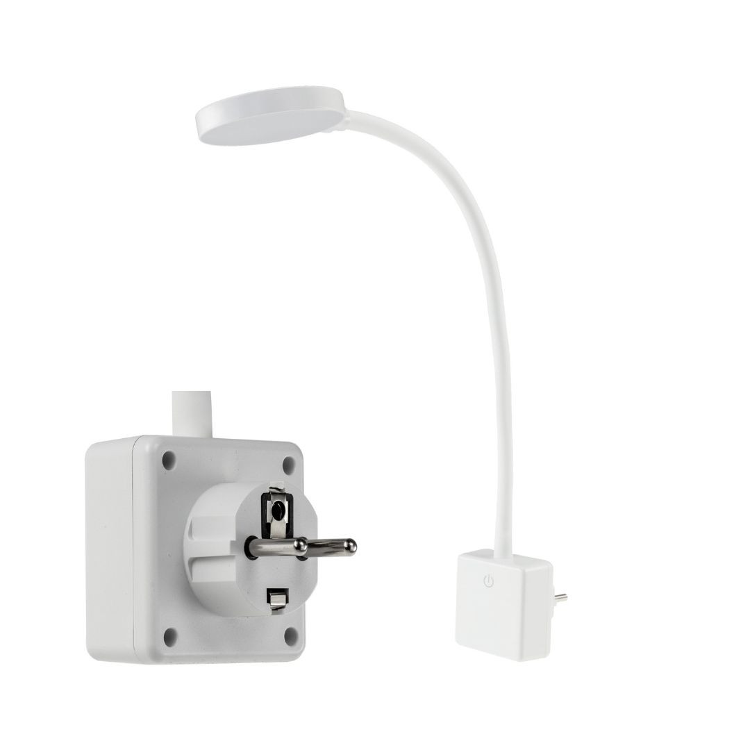 LED bralna svetilka za v vtičnico 4W 300 lumen zatemnilna 4000K bela
