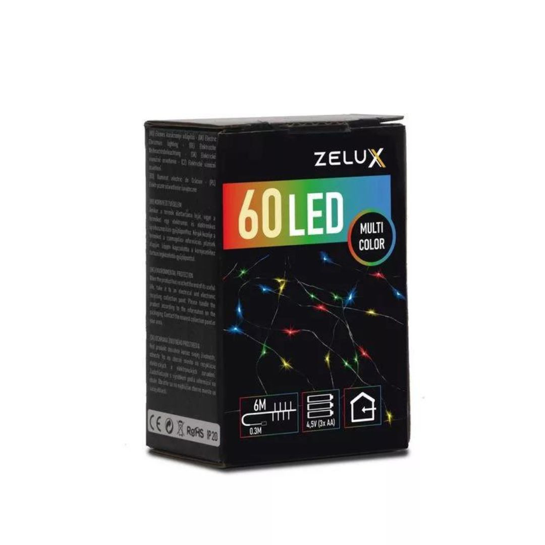 Baterijske micro LED lučke 60 LED 6m večbarvne 3xAA