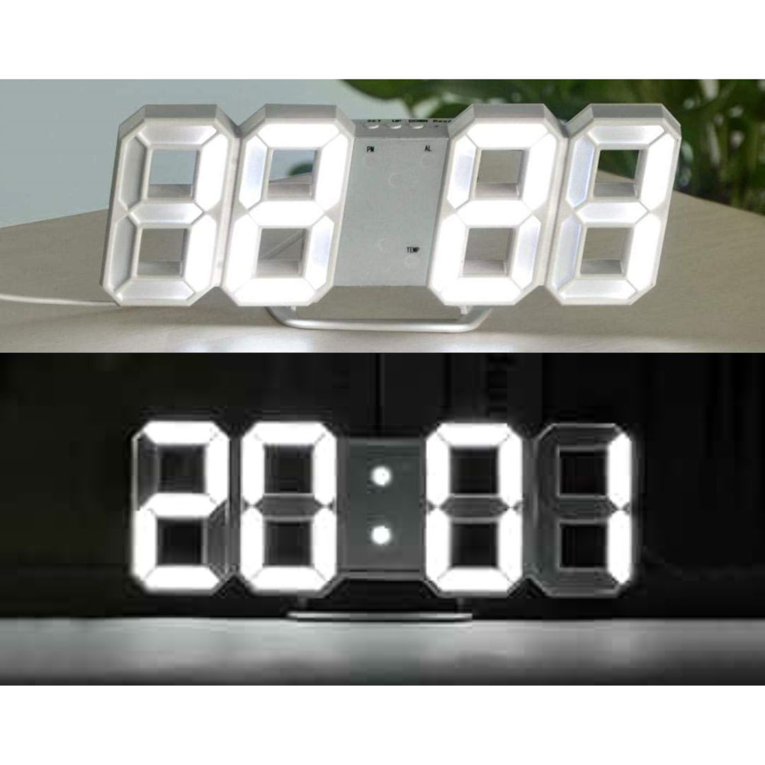 LED digitalna ura velike številke - bela 24 x 9,4 x 1,7 cm