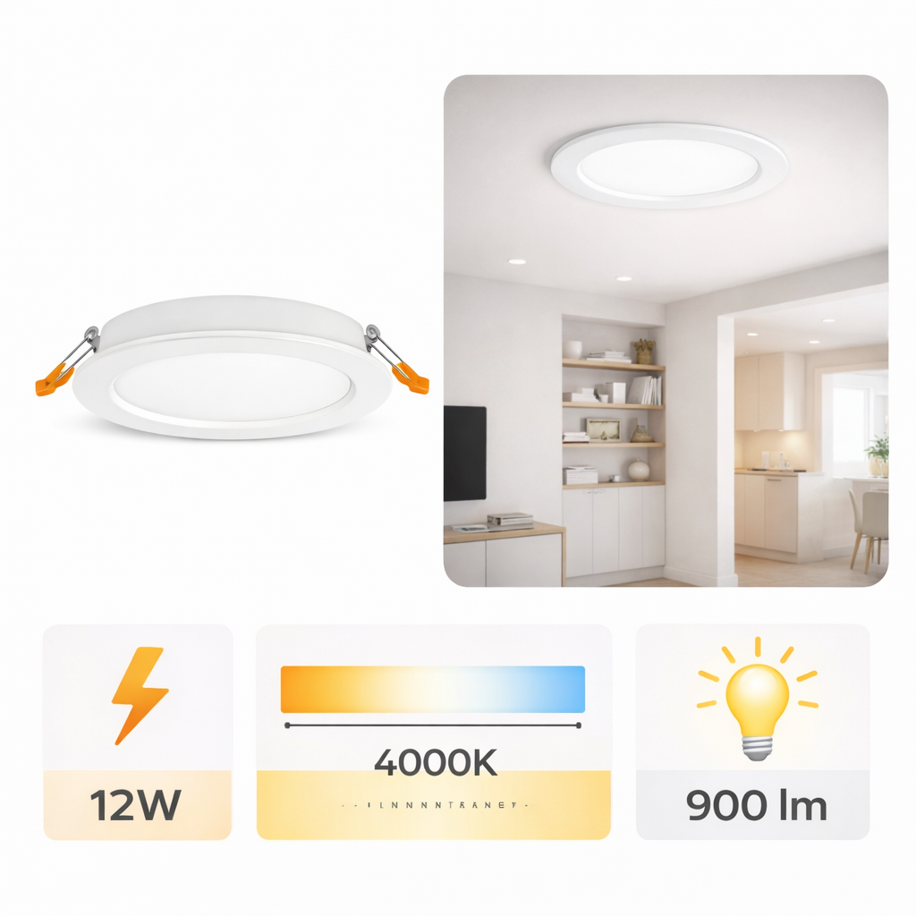 Vgradni LED panel okrogli 12W 4000K 900lm IP20 fi 175x27mm