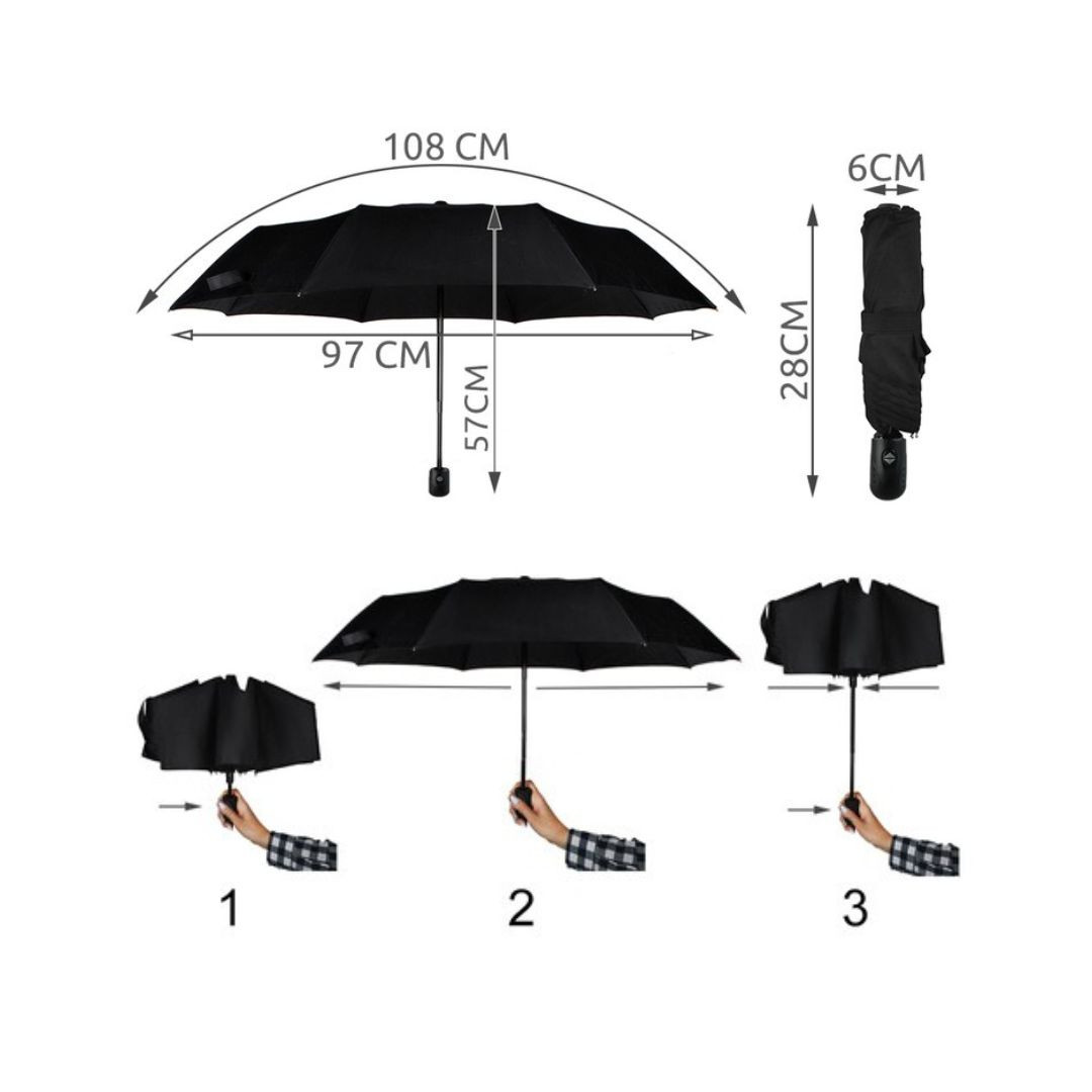 Zložljiv žepni dežnik črn 110cm