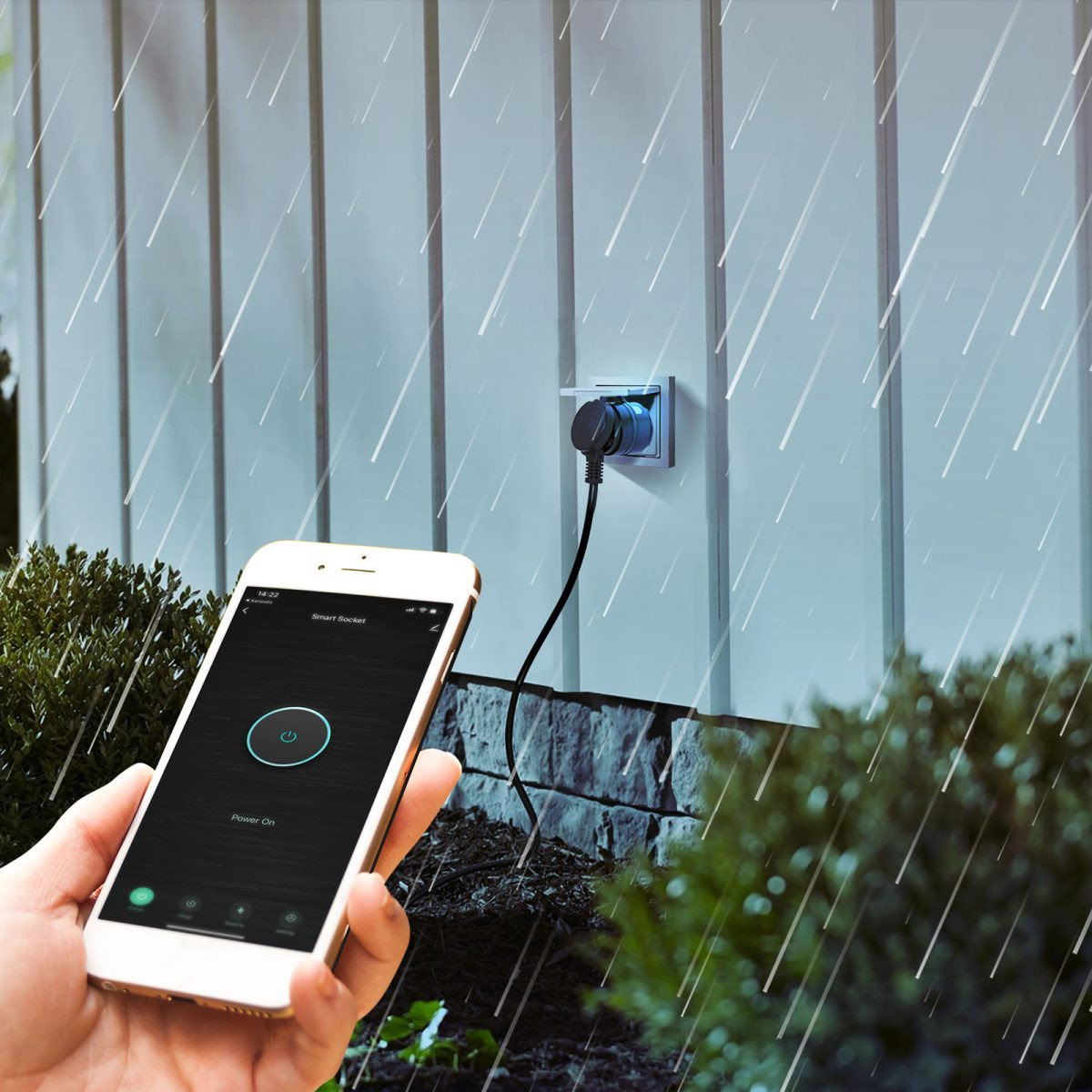 Pametna Wi-Fi zunanja vtičnica IPX4 Amazon Alexa, Google Home, Siri, IFTTT