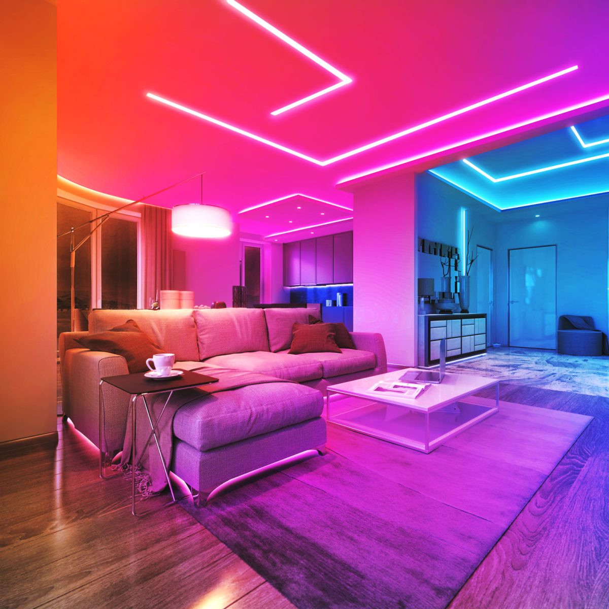 Pametni Wi-Fi Tuya RGB LED trak komplet s kontrolerjem in napajalnikom 30 LED/m 2x5 m