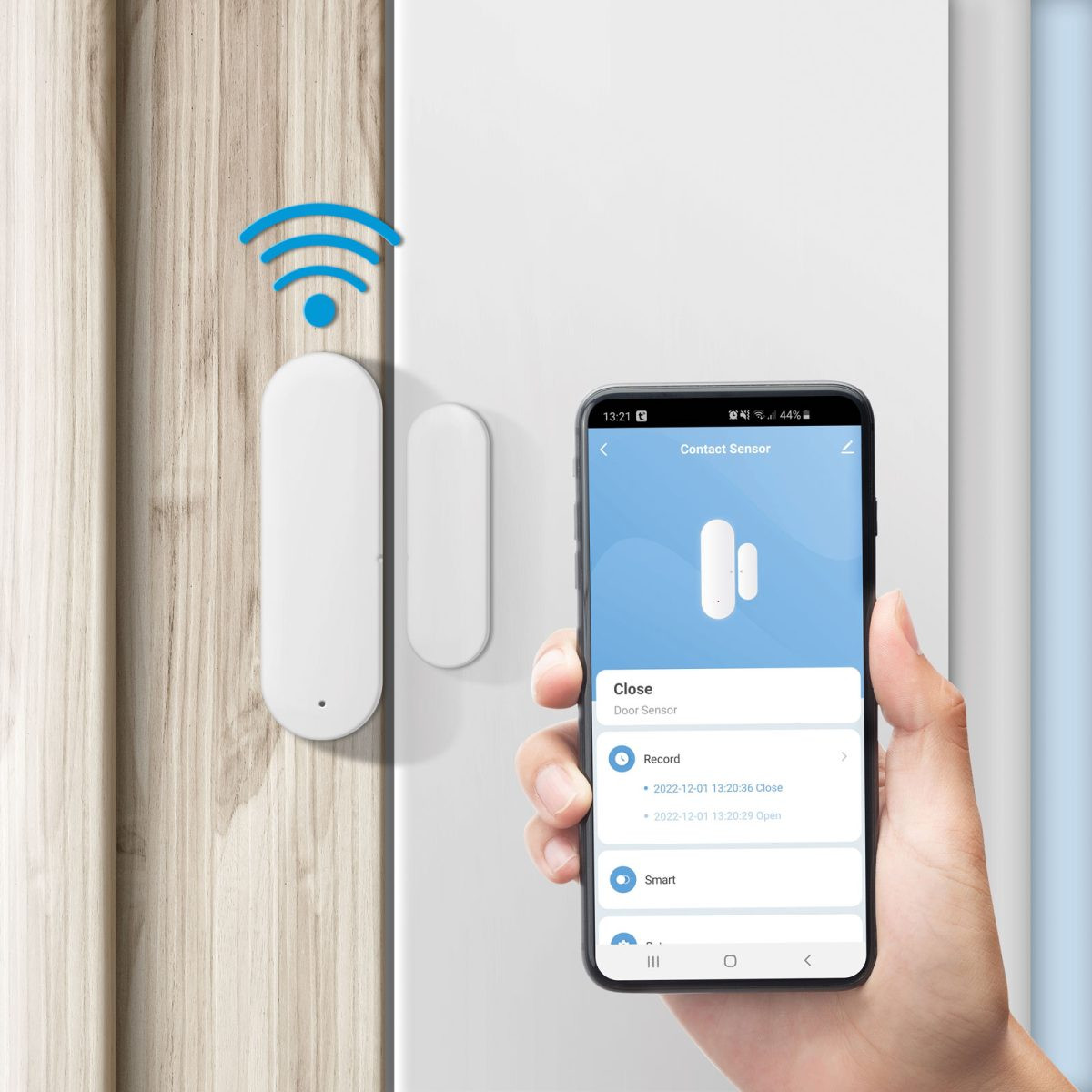 Smart Wi-Fi Tuya senzor odpiranja oken ali vrat 2 x AAA samolepilni