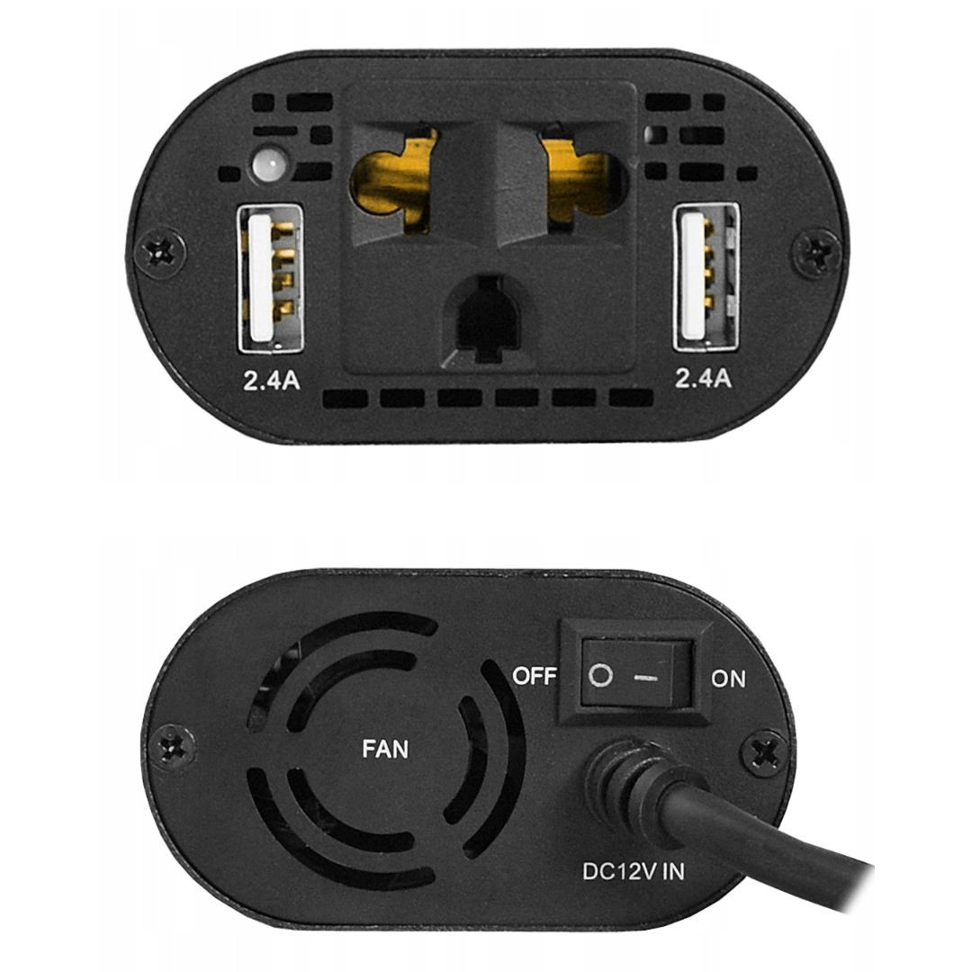 Pretvornik iz 12V v 230V 150W + 2xUSB 2.4A
