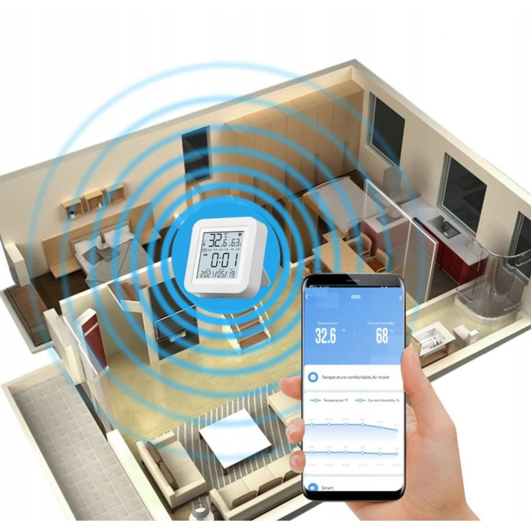 USB WiFi termometer / higrometer TUYA Google Home, Siri z LCD zaslonom