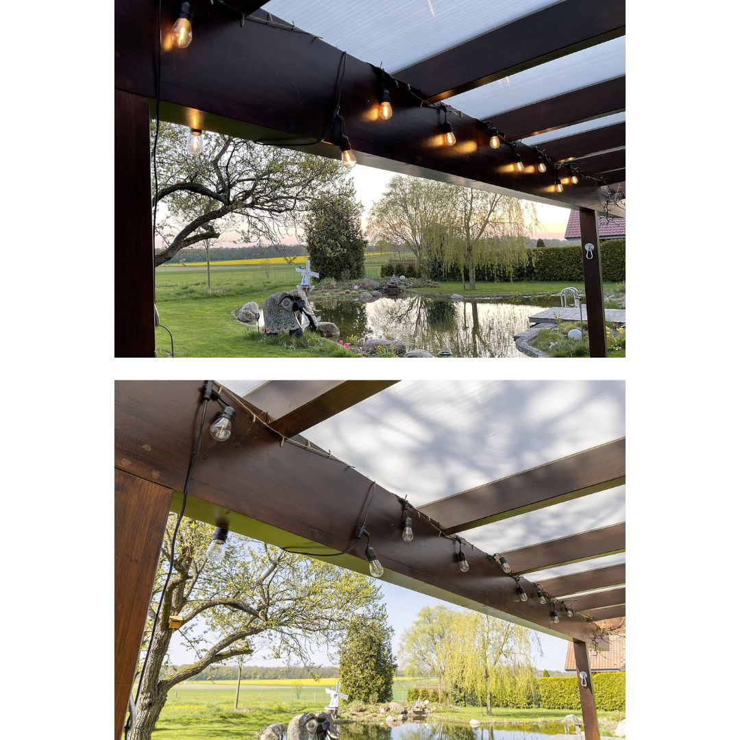Kakovostna zunanja solarna veriga 10 fillament LED sijalk 2m + 4,5m IP44