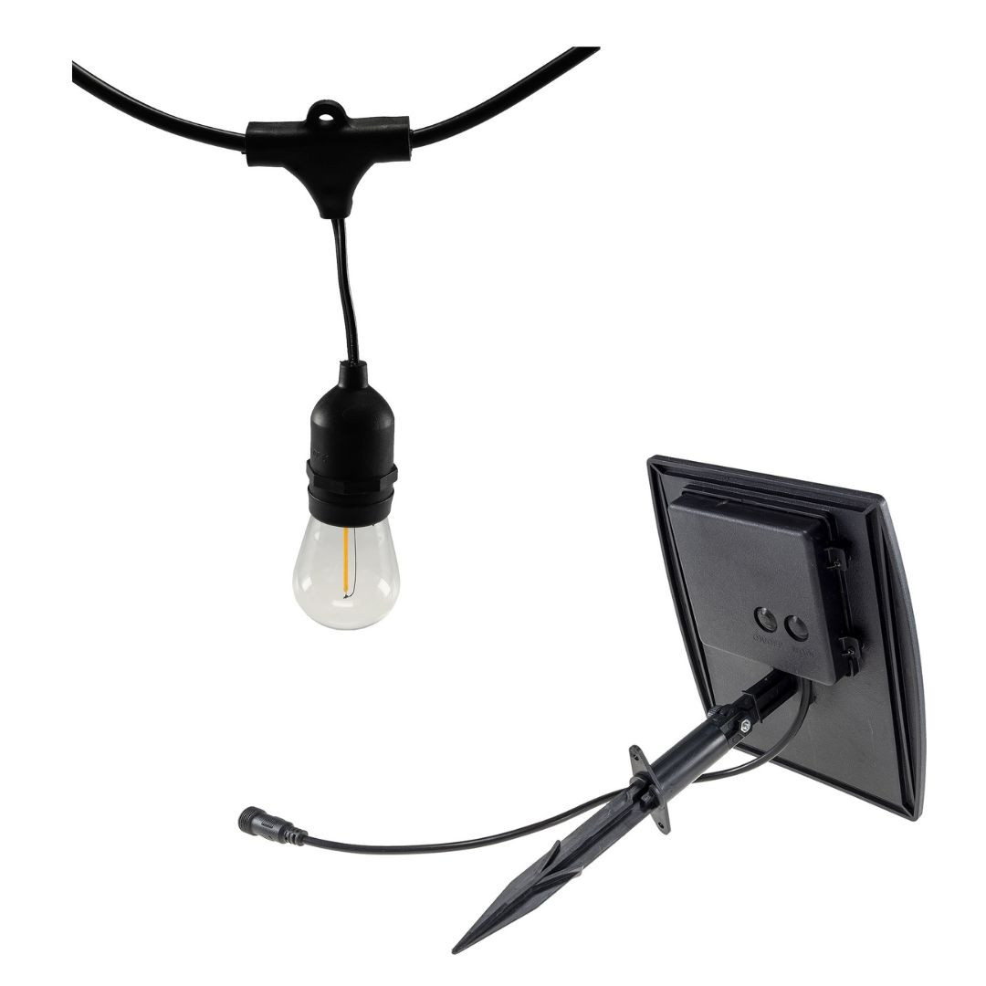 Kakovostna zunanja solarna veriga 10 fillament LED sijalk 2m + 4,5m IP44