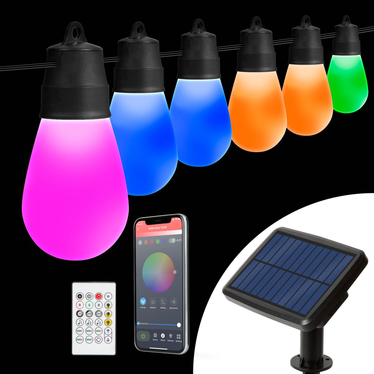 Zunanja solarna veriga RGBIC smart bluetooth 30 LED 13m