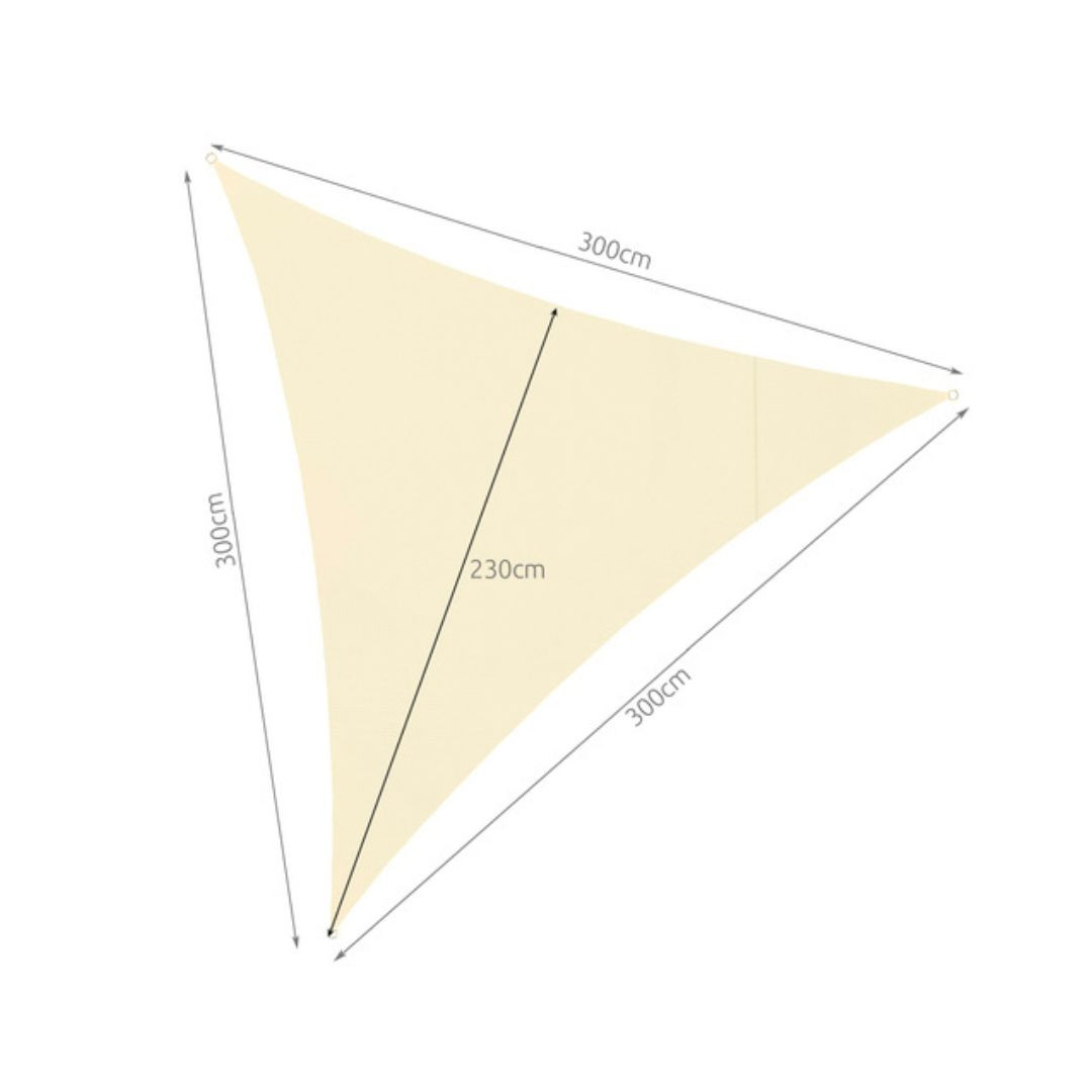 Senca trikotna v obliki jadra 3 x 3 x 3 m bež