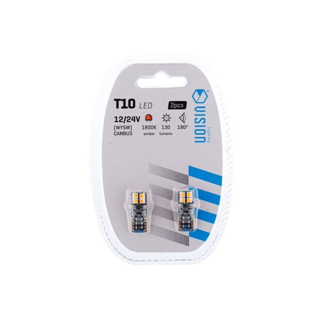 Avto LED sijalka oranžna 1800K 130lm WY5W T10 12/24V 8x 3030 SMD LED nonpolar CANBUS