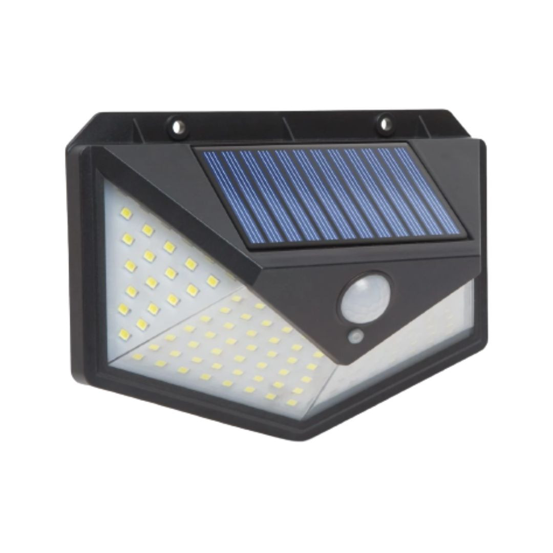 Solarni LED komplet - 2x stenska solarna svetilka 136 LED 5W 260lm + 1x  solarni reflektor 10W 600lm s PIR senzorjem in 3 načini
