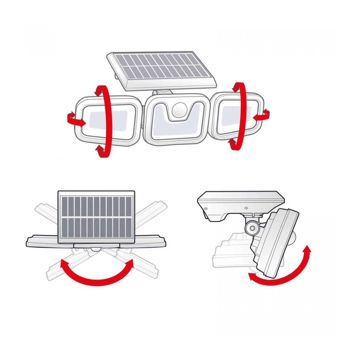 Solarni LED komplet - 2x stenska solarna svetilka 136 LED 5W 260lm + 1x  solarni reflektor 10W 600lm s PIR senzorjem in 3 načini