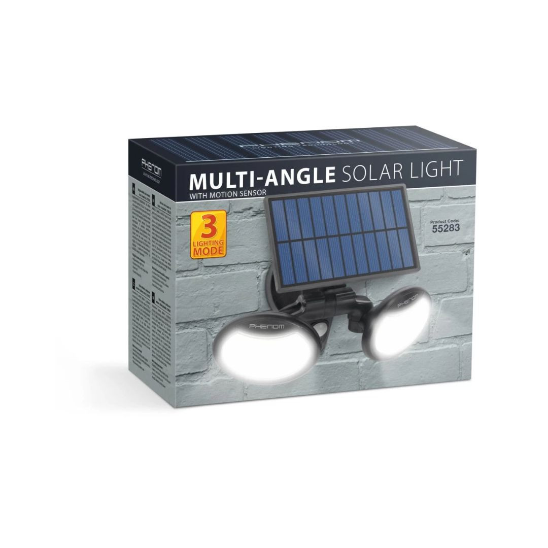 Solarni LED komplet - 2x stenska solarna LED svetilka 5W 300lm + solarni reflektor 8W 500lm s senzorjem gibanja in mraka ter 3 n