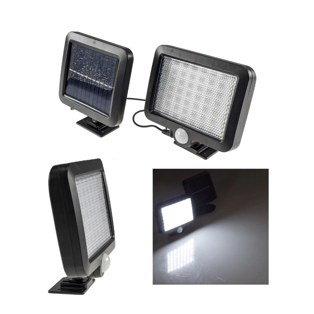 Komplet 3 LED solarnih svetil 2x stenska svetilka 72 LED IP65 in 1x solarni reflektor s solarnim panelom 300lm 6000K
