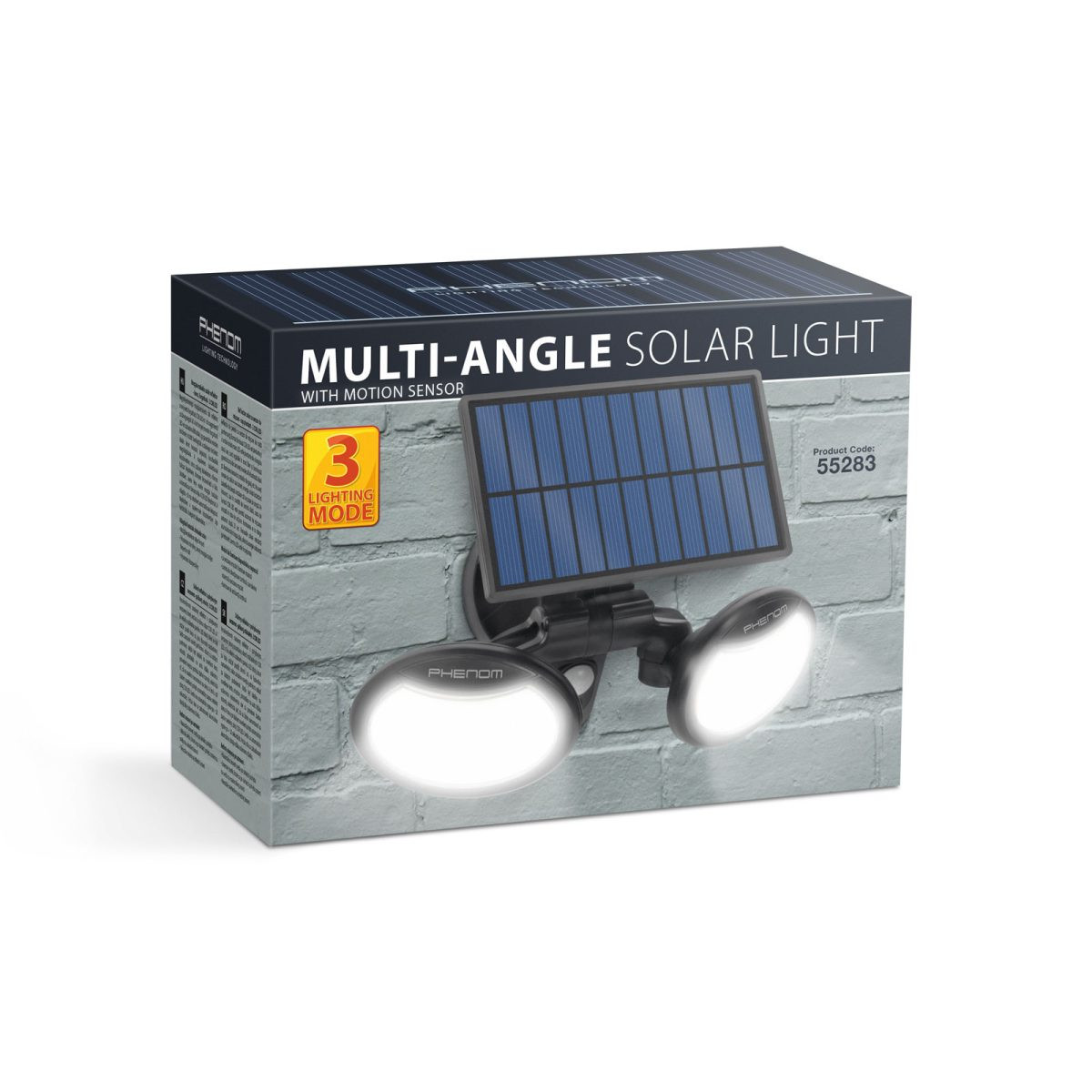 COB LED solarni reflektor 8W 500lm s senzorjem gibanja s 2 vrtljivima glavama in 3 načini delovanja