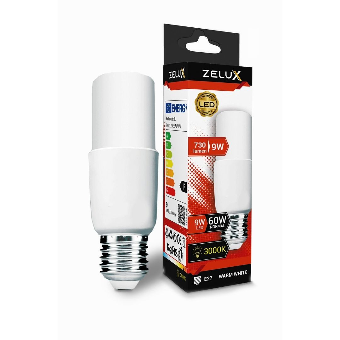 10x LED sijalka E27 9W T37 730lm stick toplo bela 3000K