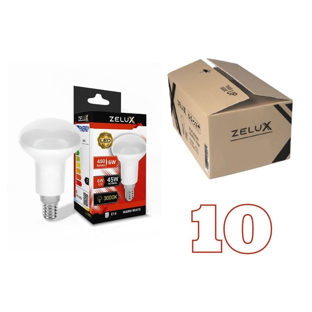 10x reflektorska LED sijalka E14 6W R50 450lm toplo  bela 3000K