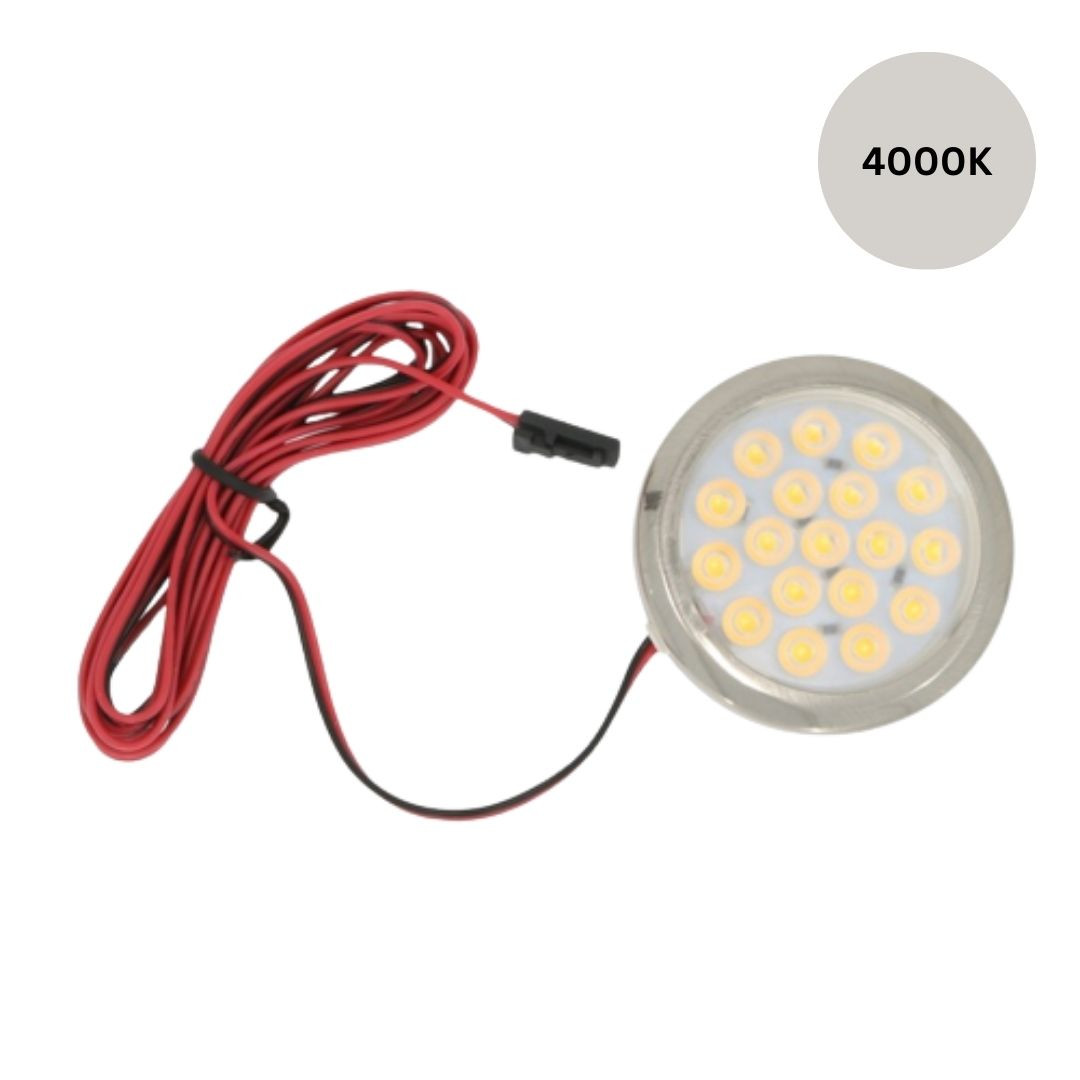 Set 6 pohištvenih LED svetilk 1,5W 12V 4000K z nožnim stikalom in 12V napajalnikom