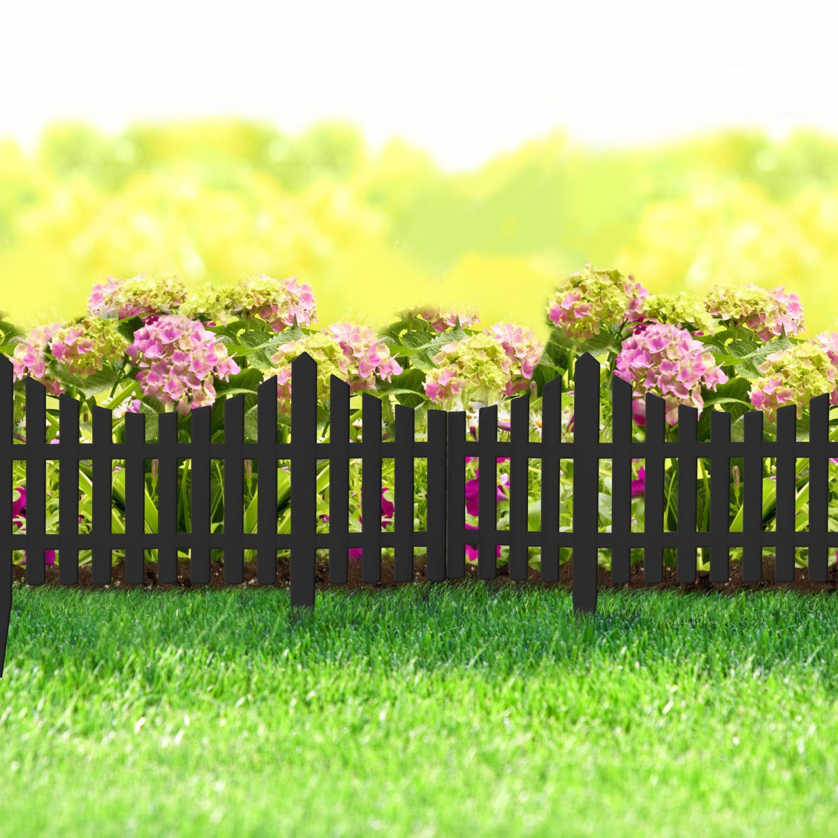 PVC ograja za gredice 60 x 23 cm črna