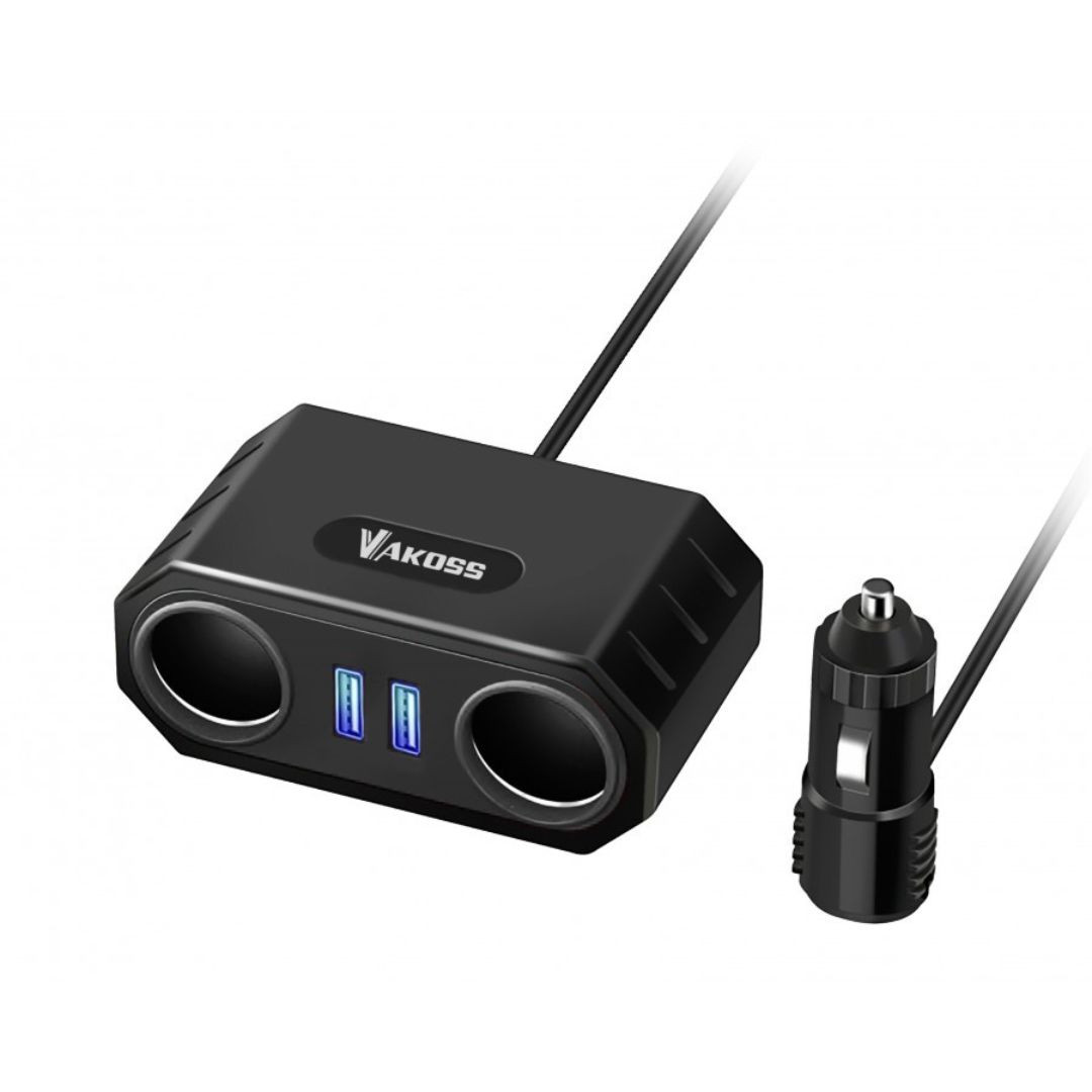 Dvojni avto razdelilec za vtičnico - vžigalnik 12V - 24V + USB 2.1A