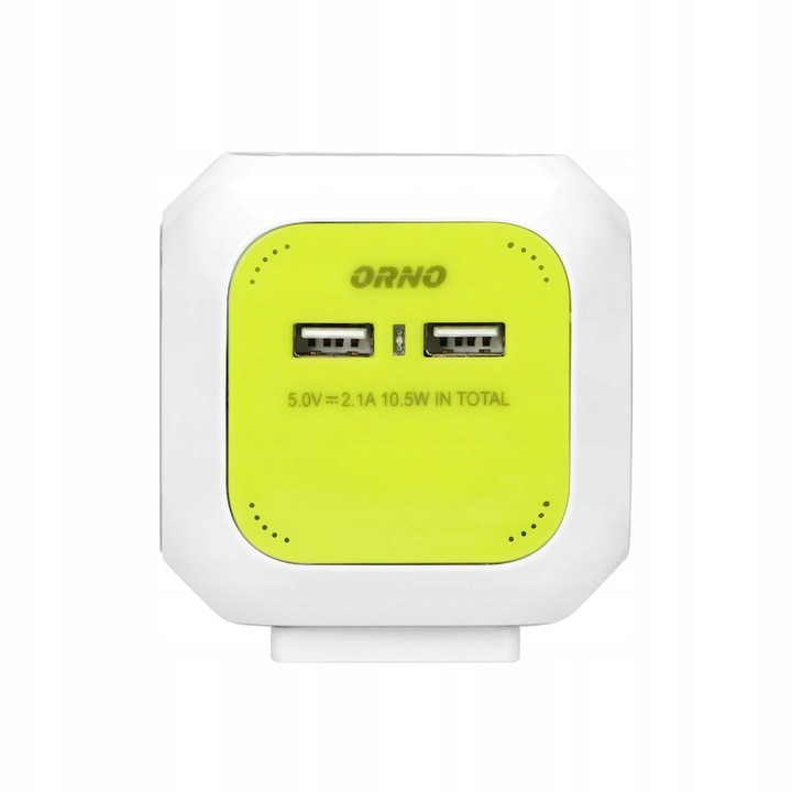 Podaljšek "kocka" 4xšuko + 2xUSB 1,4m kabla zelen