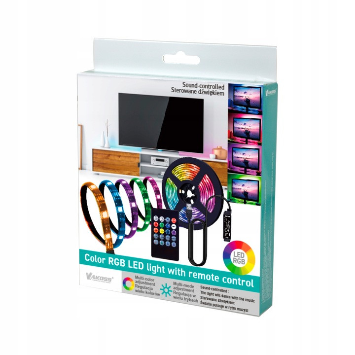 USB RGB LED trak 3m s kontrolerjem, utripanje v ritmu glasbe