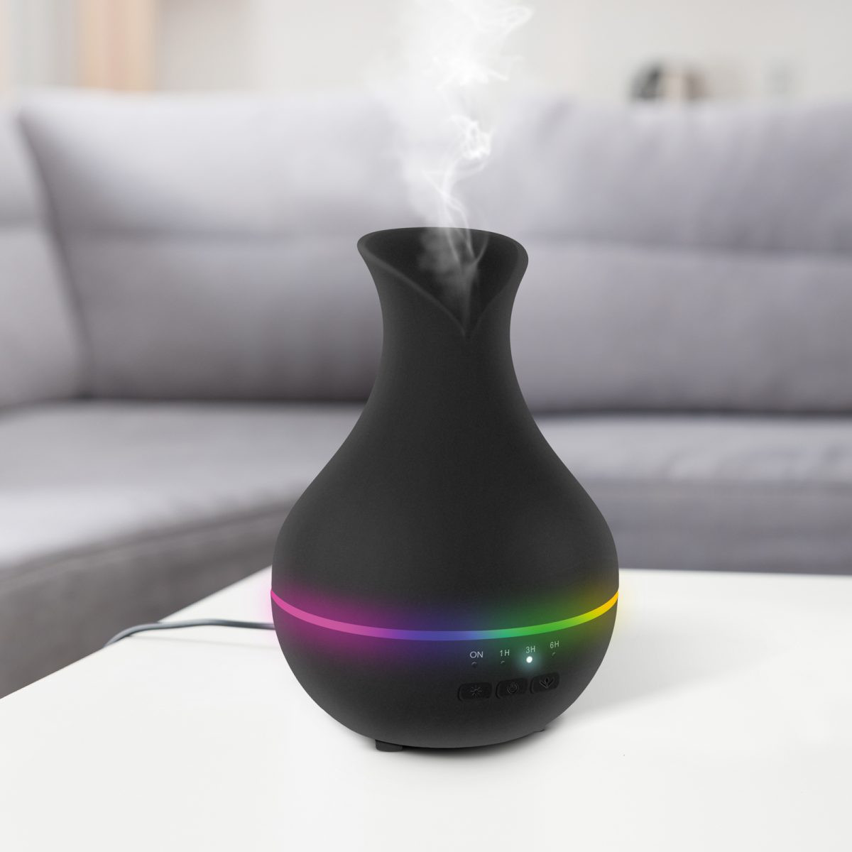 Vlažilnik zraka - difuzor 120ml z RGB LED osvetlitvijo na USB napajanje črne barve