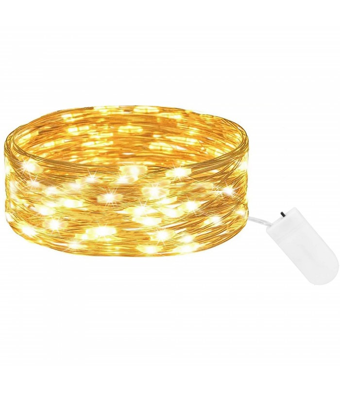 Božično novoletne lučke na baterije 10 LED 1m toplo bele 2 x CR2032
