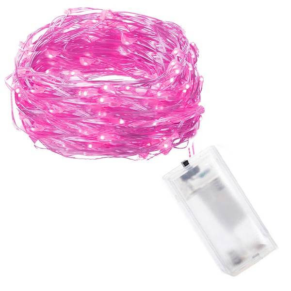 Micro LED novoletne lučke na baterije 20 LED 1.9m roza 2xAA