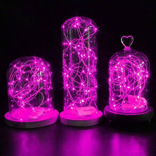 Micro LED novoletne lučke na baterije 20 LED 1.9m roza 2xAA