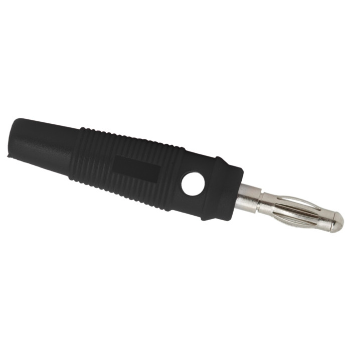 Banana konektor gumiran, max. 3 mm kabli črn