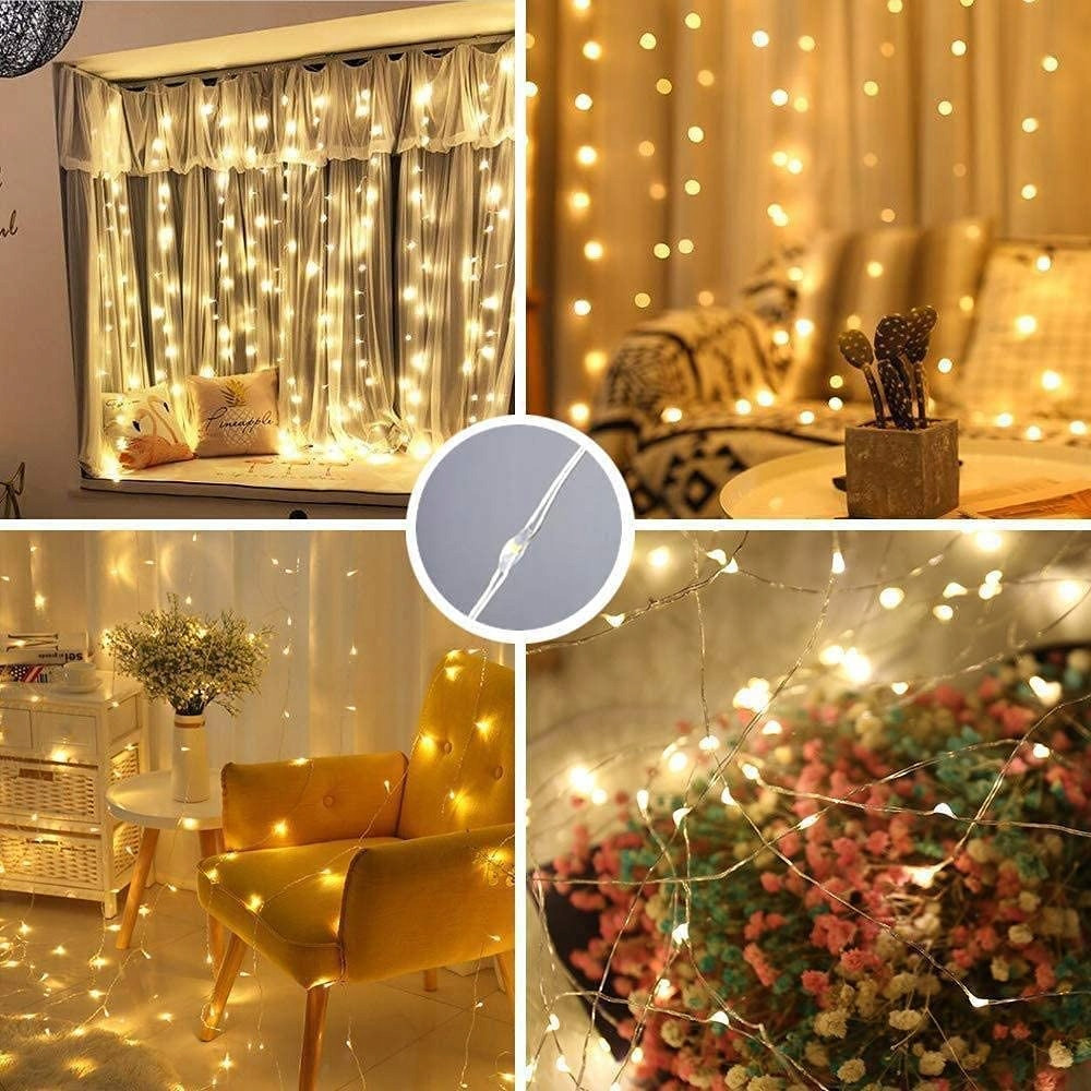 LED svetlobna zavesa USB 5V 300 LED 3×3 m 2700K – slika 4