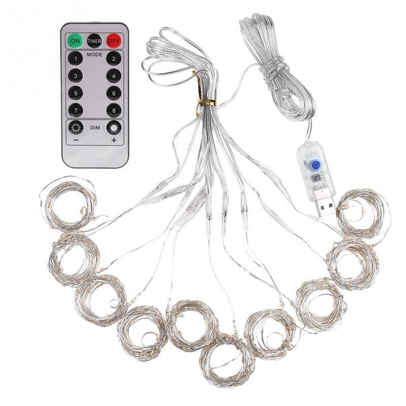 LED svetlobna zavesa USB 5V 300 LED 3×3 m 2700K – slika 5