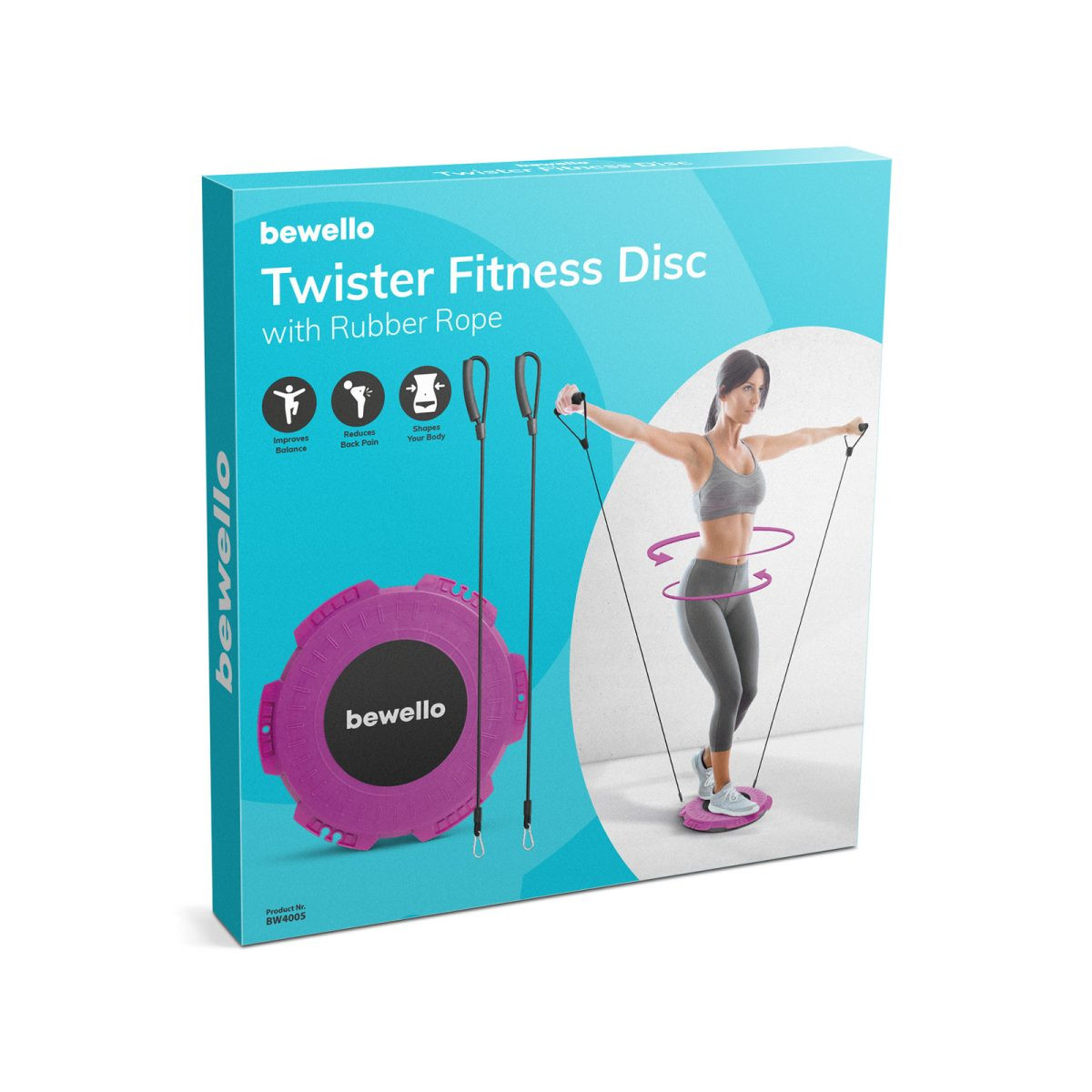 Twister fitnes pripomoček z gumijasto vrvico 29 cm