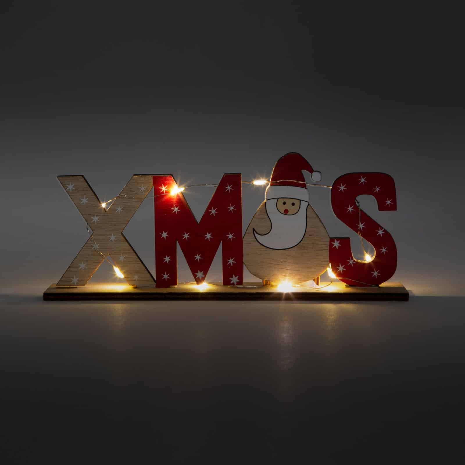 Lesena božična dekoracija za na polico XMAS 10 LED 21 x 4 x 8,5 cm