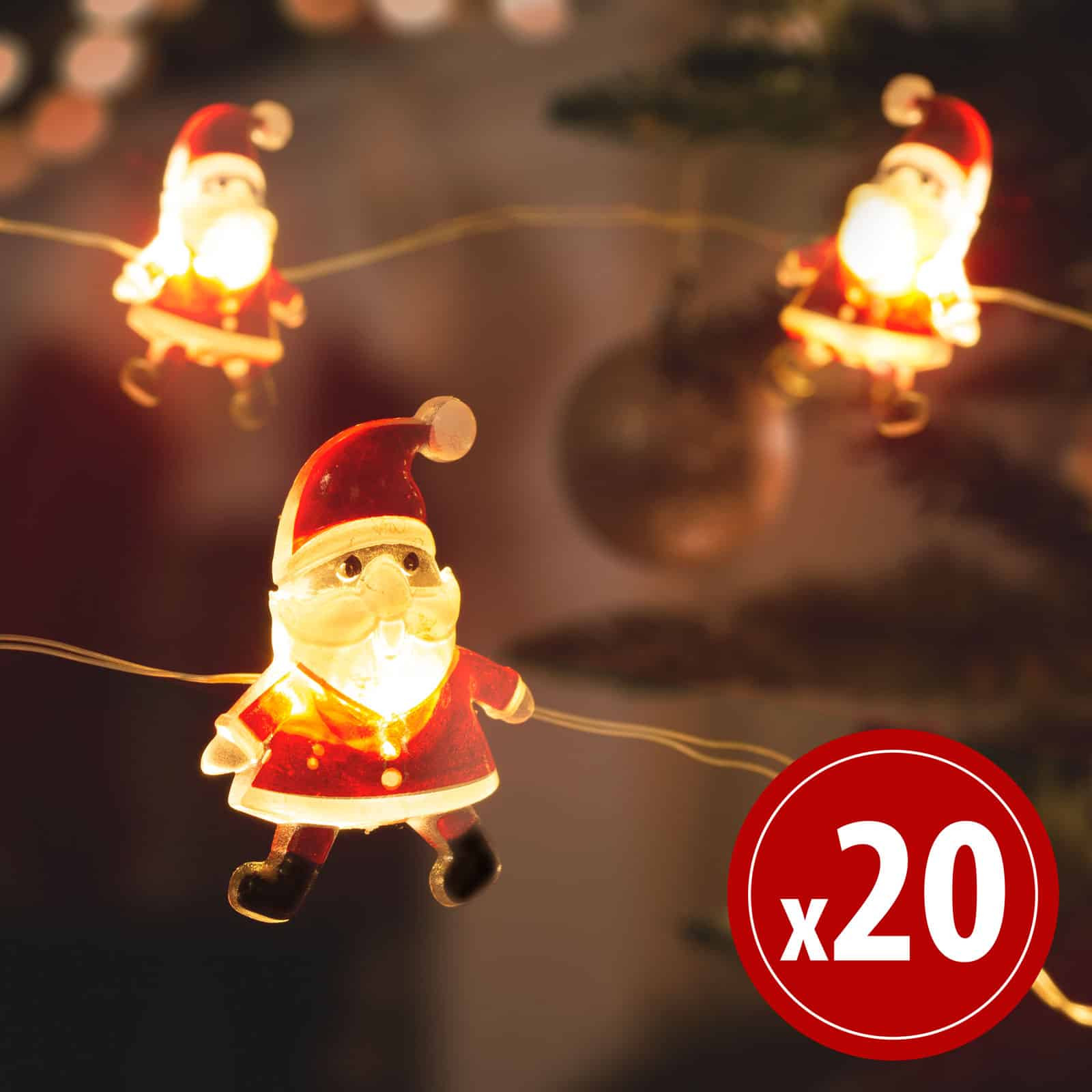 LED svetlobni niz na baterije božički 20 LED diod 2,2 metra toplo bela 2xAA