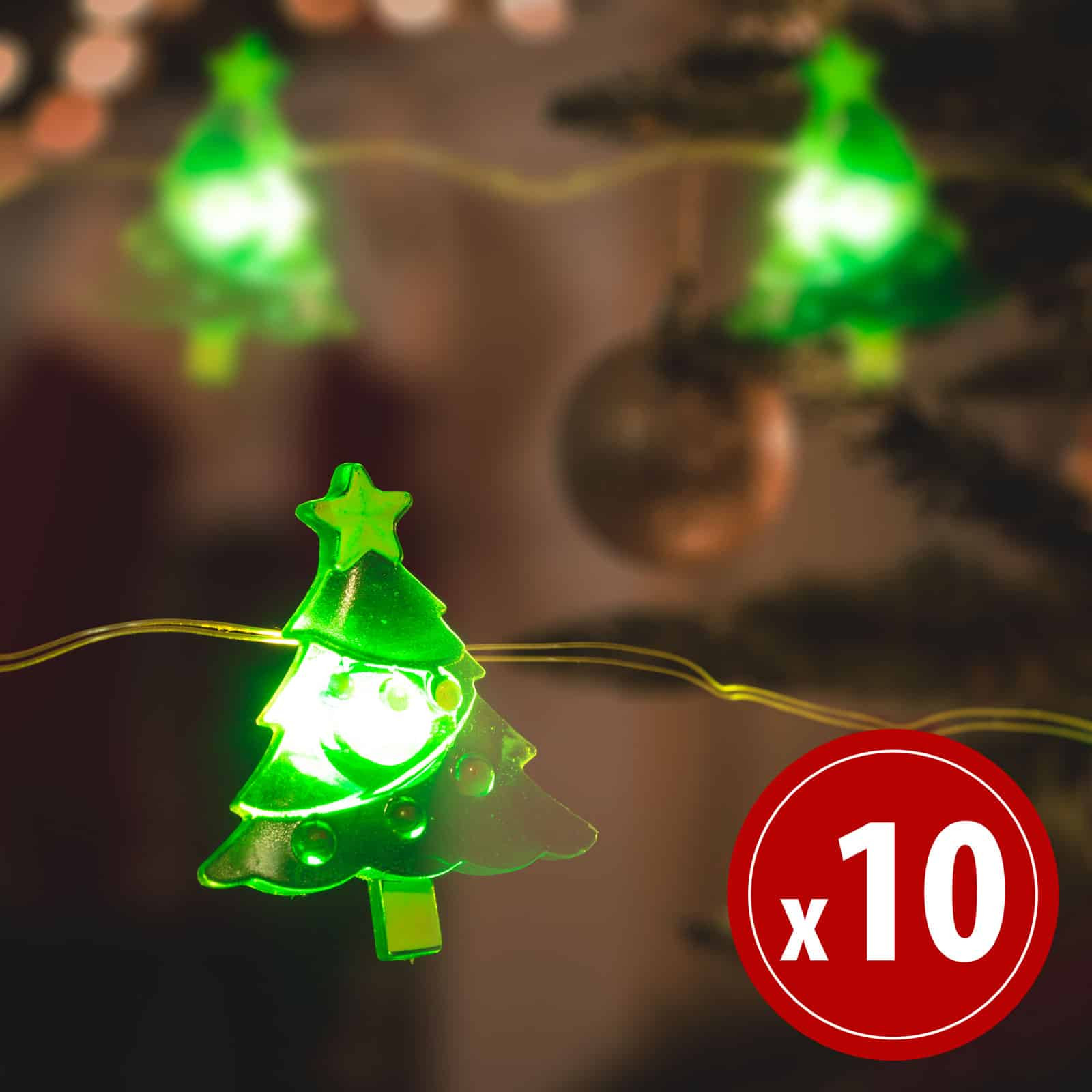 LED svetlobni niz na baterije smrečice 10 LED diod 1,2 metra toplo bela 2xAA