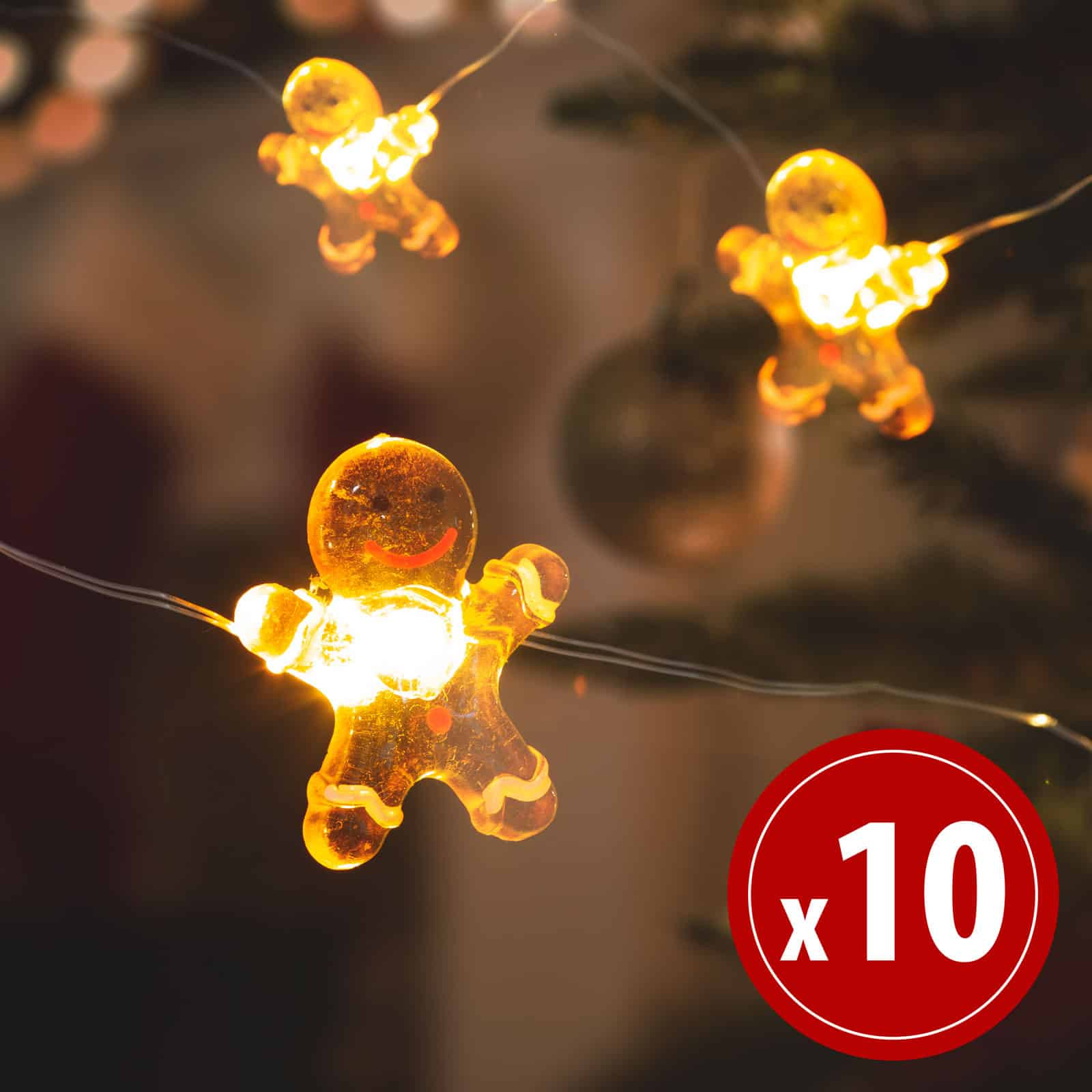LED svetlobni niz na baterije medenjaki 10 LED diod 1,2 metra toplo bela 2xAA