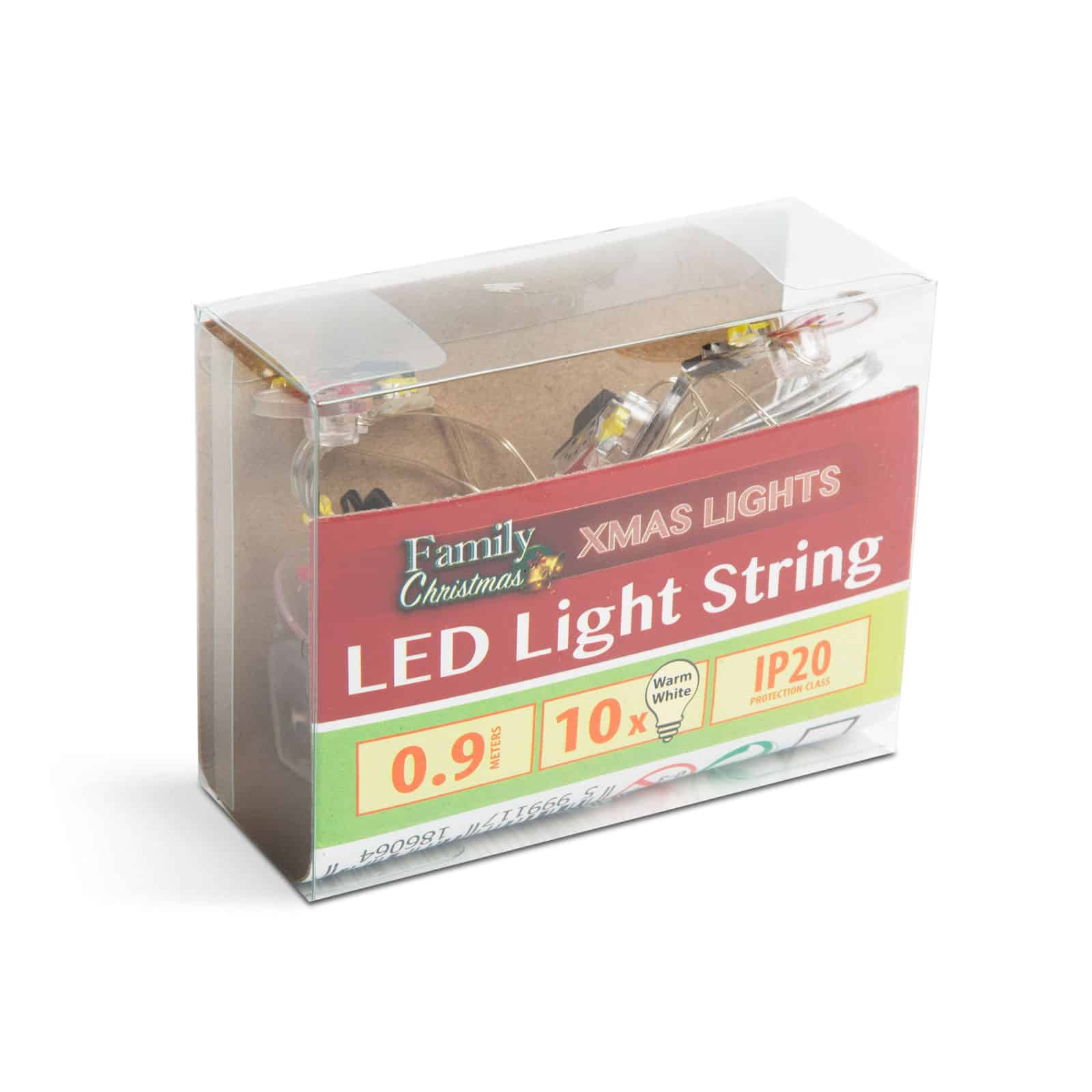 LED svetlobni niz na baterije s snežaki 10 LED diod 1,2 metra toplo bela 2xAA