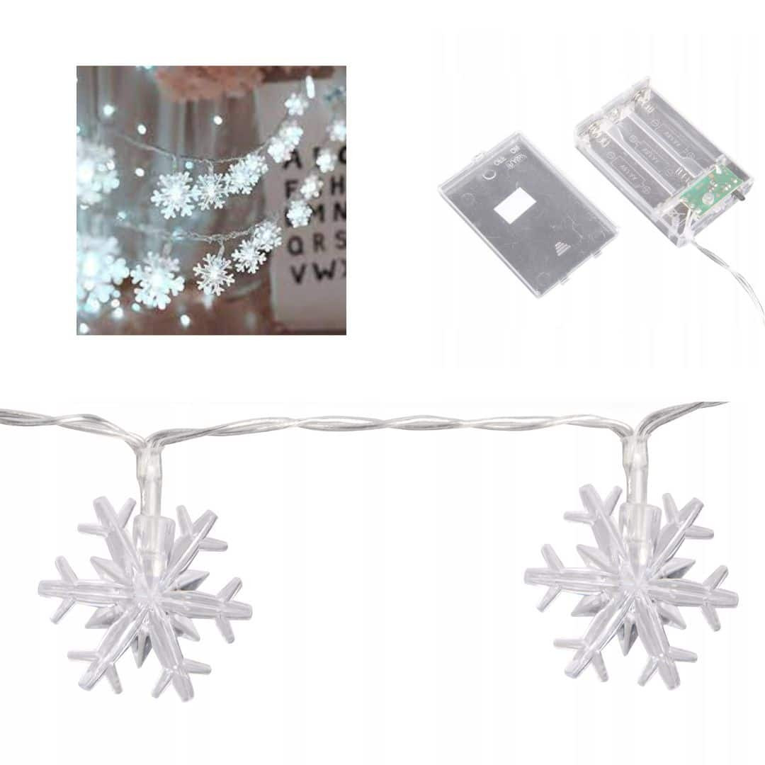 LED snežinke na baterije 20 LED 3m 6500K 2 funkciji 3xAA
