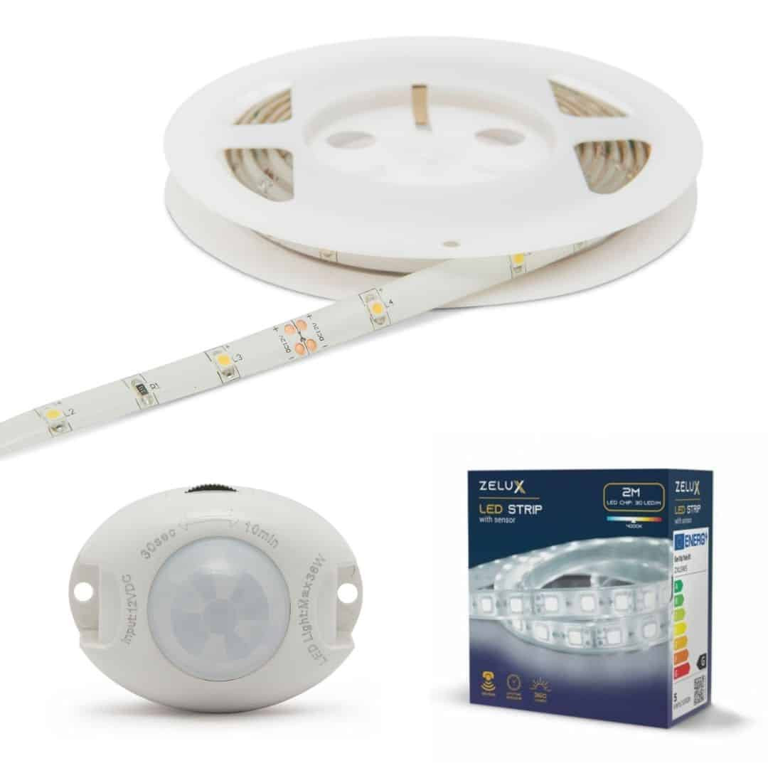 LED trak komplet s PIR senzorjem gibanja in napajalnikom 2m 4000K 360lm 4,8W