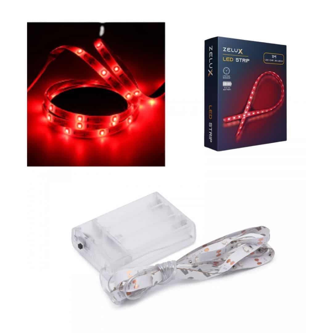 LED trak na baterije rdeč 30LED 2835 3x AA