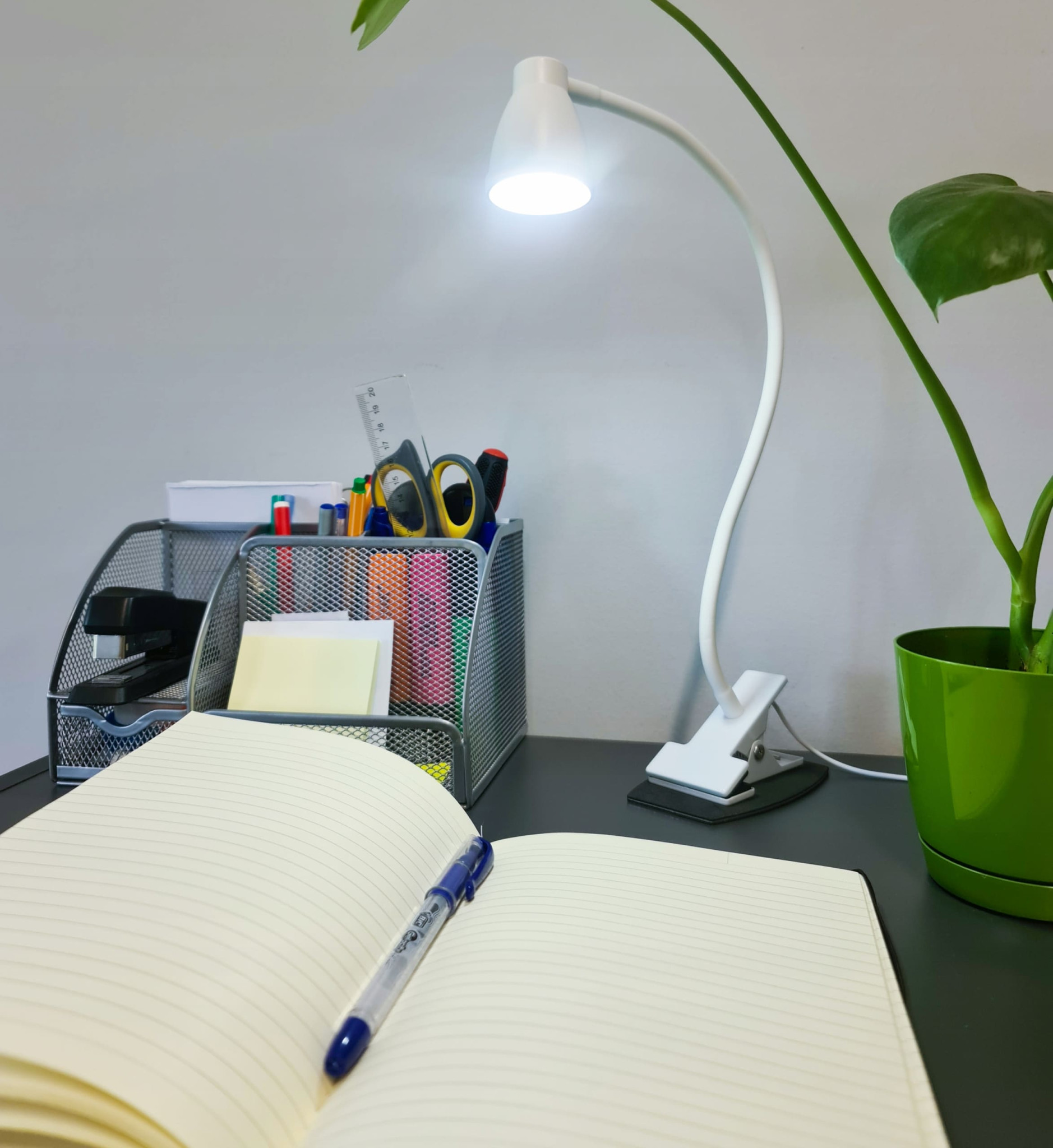 USB LED namizna svetilka 5W 24LED 3 barve svetlobe s sponko bela