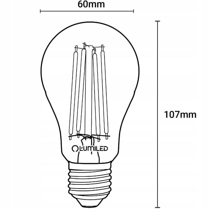 LED sijalka fillament E27 12W 1320lm 4000K steklo